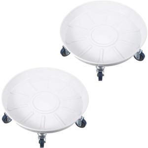 PATIKIL Planter Caddy with Wheels, 2 Pack 16 Inch Heavy Plant Stand with Universal Wheels Rolling Plant Mover Round Pot Trolley for Indoor Outdoor, White