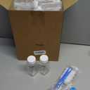 Nuogo 36 Pack 5 oz Plastic Juice Bottles Bulk with Lids Reusable Transparent Clear Drink Containers Caps Mini Bulk Beverage Water Bottle with Funnel and Brush for Juicing Milk Drinking(White Lid)