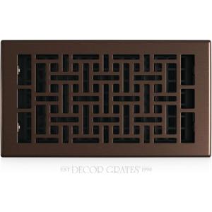 Decor Grates Metal Oriental Decorative Air Vent Cover 6x12 Floor Register  Adjustable Control Lever  AC Floor Vent Covers for Home Floor Vents  Fits 6 x 12 Inch Opening  Rubbed Bronze (AJH612-RB)