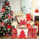 DIYDEC 4PCS Christmas Pillow Covers 18x18 inch Winter Throw Pillow Covers Red Merry Christmas Tree Snowflake Pillow Covers Gold Let it Snow Decor Cushion Case for Holiday Home Sofa Couch
