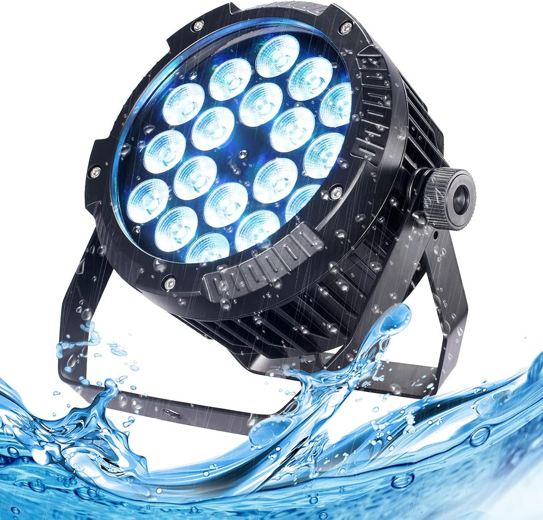 Outdoor Waterproof Par Lights, IP65 Stage Light, LED Uplights with DMX512 Sound Activated, DJ Lighting for Christmas Event Party Wedding Disco (1, 6 Colors Mixed)