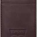 Levi's Men's RFID Embossed Logo Magnetic Front Pocket Wallet, Brown, Brown, RFID Embossed Logo Magnetic Front Pocket Wallet