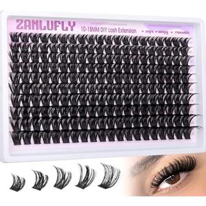 Lash Clusters Wispy Eyelash Clusters Volume Cluster Eyelash Extensions 200PCS Individual Lashes Natural Cluster Lashes D-Curly 10-18mm DIY Lash Extension by zanlufly
