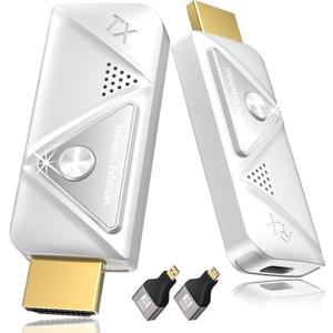 Wireless HDMI Transmitter and Receiver 328FT/100M, 2.4G+5G Plug & Play Wireless HDMI Extender Kit 4K Decode for Video and Audio to Monitor from Laptop