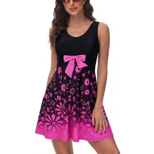 Kate Kasin Women's Two Piece Swimsuits Tummy Control Back Cross Flowy Swimdress Bathing Suits with Boyshorts Swimwear XL