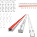 AJAZZ Self Adhesive Ceiling Curtain Track Ceiling Mount, Track for Curtains (10.9FT,3.32M, White) for Smooth Wall - No Drill, Screws, Adhesive Curtain Rod (Non-Flexible)