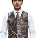 HBDesign Mens 2 Piece 4 Button Vests Outerwear Camouflage Color (Vest+Tie) 50R