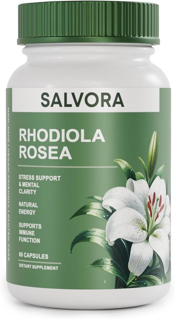 Rhodiola Rosea Supplement Golden Root Adaptogen Capsules - Rhodiola Rosea Extract Powder Alternative with Salidroside for Stress Support - Energy, Focus & Performance, EXP: 05/2028