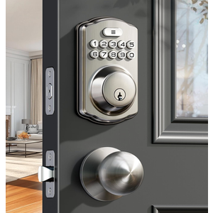 Veise Keyless Entry Door Lock with 2 Knobs, Electronic Backlit Keypad Deadbolt with Handle Set, Auto Lock, One-time Codes, Smart Deadbolt for Front Door, Easy Installation, Satin Nickel