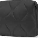 Makeup Bag, Wide-open Cosmetic Bag, Toiletry Bag for Women, Travel Essentials Organizer, Compact Lightweight for Daily Use (Black)