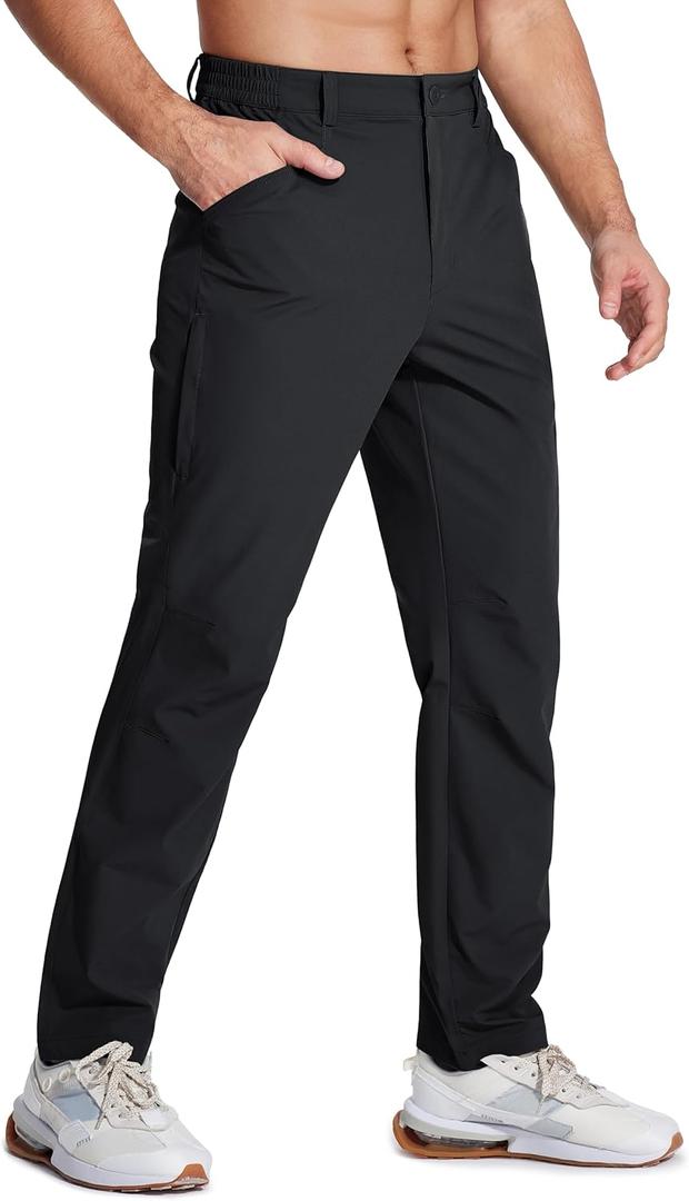 MAGCOMSEN Men's Lightweight Hiking Pants with 4 Pockets Water Resistant Quick Dry Fishing Travel Work Outddoor Pants (Black)