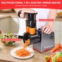 Electric Cheese Grater, 250W Electric Professional Salad Maker & Vegetable Slicer Shredder, 7-in-1 Electric Food Graters Machine with Widened Feeding Port for Block Cheese, Vegetables & Fruits