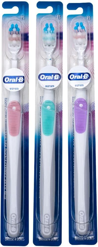 2 x Oral-B Gum Care Extra Soft Toothbrush for Sensitive Teeth and Gums, Compact Small Head, (Colors Vary) - Pack of 3 (Multicolor)