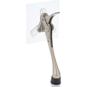 HOME&I Adhesive Kick Down Door Stopper,No Drilling Large Self Adhesive Plate,Height-Adjustable Rubber Foot (1, 6-Inch/Nickel)