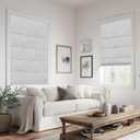 No Drill Blackout Roman Shades for Indoor Windows,Cordless Roman Blinds,Linen No Tools Window Shades,Easy to Install Window Blinds for Home Bedroom,Blackout-Gray 33" W x 48" H