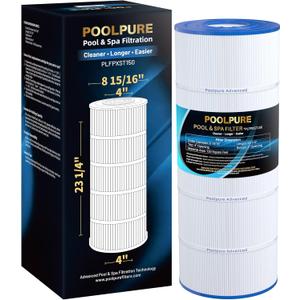 POOLPURE PLFPXST150 Pool Filter Replaces Hayward X-Stream CC1500, CCX1500-RE, Pleatco PXST150, Ultral-B3, Unicel C-8316, Filbur FC-1286, 817-0150P, Waterway Pro Clean 150, L x OD: 23 1/4" x 8 15/16"