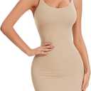 Shapewear Slip Dress for Women Under Dress Full Slip Tummy Control Dress Slips Seamless Body Shaper Cami (Beige, S)