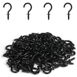 RELBRO 1/2 Inch Small Screw Hooks, Mini Metal Twist in Hooks, Black 