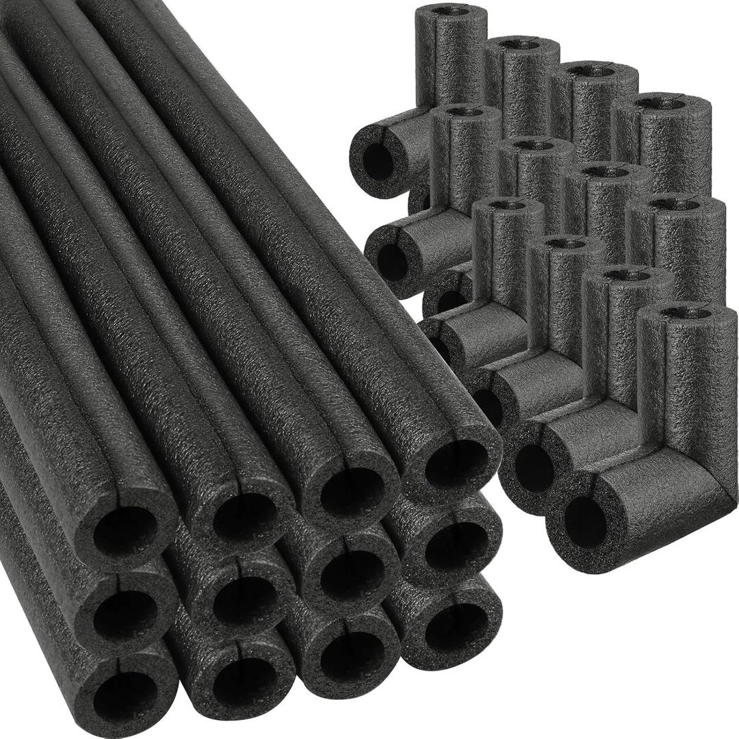 16 Pack Elbow Pipe Insulation Foam Tube Outdoor Wrap Black Pipe Covers Elbow Insulation Tubing Water Foam Covers for Outdoor Winter Irrigation, Sprinkler (1.5 Inch)