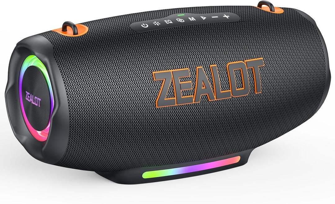 Zealot Portable Bluetooth Speaker Waterproof IPX6, 120W MAX Outdoor Speaker Bluetooth Wireless with Subwoofer, HiFi Speaker for Party,EQ,USB,AUX,TF, Long Playtime,LED Light, for Home/Gym/Camping/BBQ