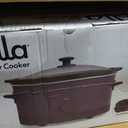 bella 6.0 Qt Manual Slow Cooker, Ceramic Nonstick Coating, 3 Temperature Settings, Dishwasher Safe Stoneware Pot and Tempered Glass Lid, Cool Touch Handles & Tangle Free Cord Wrap, Plum