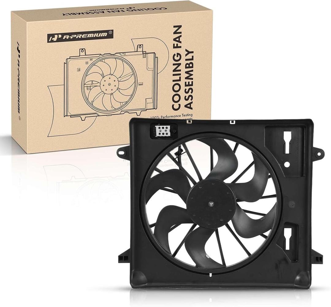 A-Premium Engine Radiator Cooling Fan Assembly Compatible with Select Jeep Models - JK Series Wrangler 2007 2008 2009 2010 2011 - Replace# 55056642AB, 55056642AC