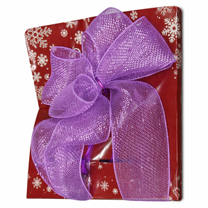 Christmas Tree Topper Bow,48''x 13'' Glitter Satin Large Christmas Wreath Bows Xmas Ornaments with Long Streamer Mesh Wired Edge Ribbon Farmhouse Christmas Decoration, Purple