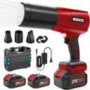 Cordless Leaf Blower with 2 X 4.0A 20000mAh Batteries Brushless Motor, Lightweight Low Decibel Turbo Jet Blower with Pro Earplugs for Patio Cleaning,Car Blowing Water, Blowing Leaves and Dust (Red)