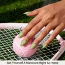 BTArtbox Press On Nails Almond - Pastel Green Short Press On Nails with Glue for Women, Opaque Soft Gel Glue On Nails in 16 Sizes - 32 Stick On Nails Kit, Court Queen