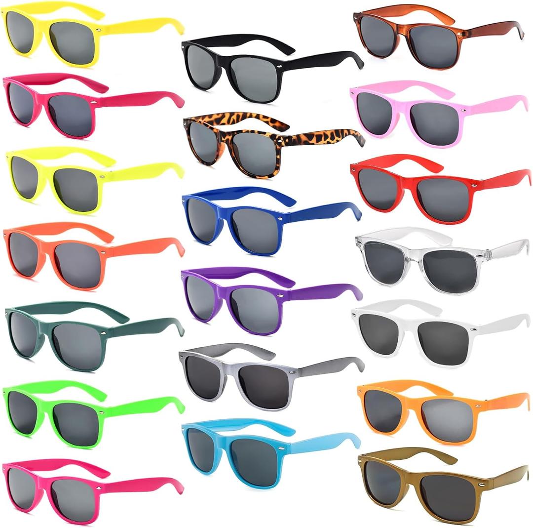 20 Pairs Bulk Sunglasses for Adult Retro 70s 90s Cheap Glasses (20Color) (M)