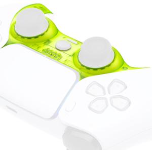 eXtremeRate Clear Lime Green Decorative Trim Shell Compatible with p s 5 Controller, DIY Replacement Clip Shell, Custom Plates Cover Compatible with p s 5 Controller with Accent Rings