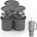 Ice Mold for Stanley Cup Suitable for 40 Ounces Silicone Ice Cube Tray Hollow Cylindrical Ice Mold Suitable for Easy Release Mold for Stanley Cups Cocktails Whiskey Beverages Coffee (Grey)