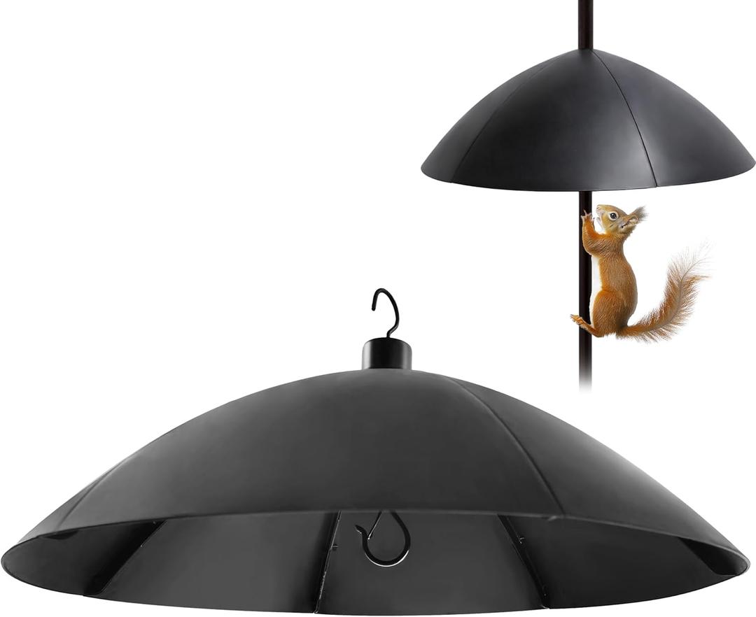 TCBWFY 18 Inch Squirrel Proof Baffle for Protecting Bird Feeders and Houses, PP Hang Mount Raccoon and Squirrel Guard for Pole with Windproof Shepherd Hooks,Outdoor Hang Bird House Guard