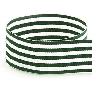 USA | American Made 1-1/2" Hunter Green & White Monarch Striped Grosgrain Ribbon - 20 Yards (1-1/2" - 20 Yards)