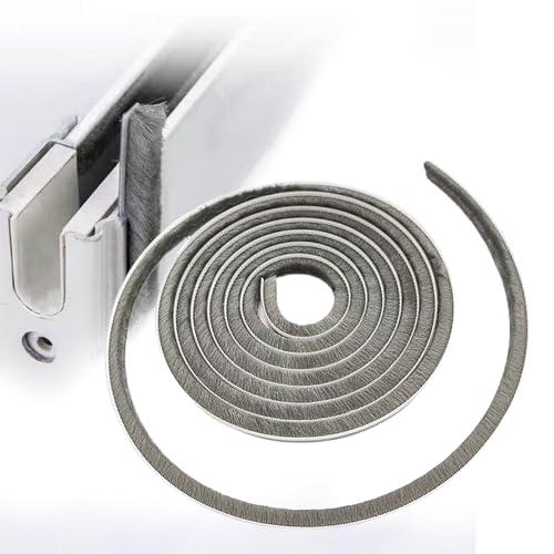 Soezy 16 Ft (5m) 196 Inch Sliding sash Windows Doors Tape Pile Draught excluder Brush Seal Strip weatherstrip 5mm x 8mm (3/16 5/16 Inch, Gray)