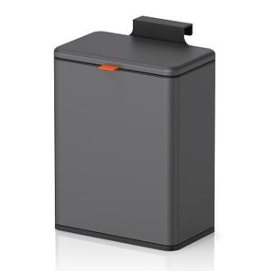 Mbillion Kitchen Compost Bin Hanging Trash Can with Lid 2.1 Gallon Stainless Steel Garbage Can for Kitchen Cabinet Door Mounted Trash Can Under Sink Door RV Bathroom,Brushed Black