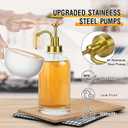 Coffee Storage Container Set with Wooden Base, 40oz Airtight Glass Coffee Bean Jar, 16.9oz Syrup Dispenser, Spoon & Card Holder, Coffee Bar Accessories for Kitchen Counter Organizer