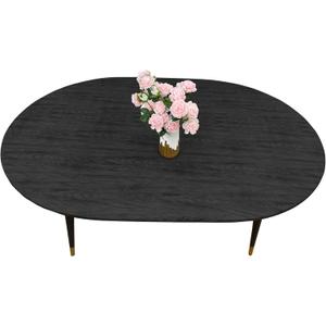 LIBERECOO Oval Fitted Vinyl Tablecloth - Black Wood - Fits 48 x 68 Inch Oval Table - Waterproof, Elastic Edged for Secure Fit, Easy to Clean Plastic Table Cover