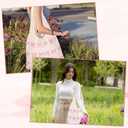 Pink Bow Crochet Tote Bag Coquette Bowknot Aesthetic Beach Mesh Knitted Shoulder Bag for Women Summer Beach Shopping