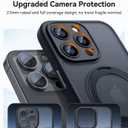 CANSHN 360° Spin Magnetic Stand for iPhone 15 Pro Case [Full Camera Protection] [Compatible with Magsafe] [Translucent Matte] Shockproof Protective Kickstand Phone Cover 6.1" - Deep Blue