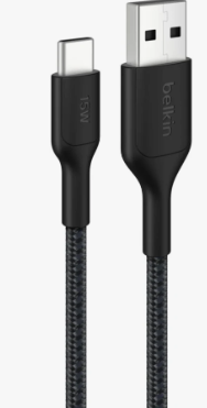 BELKIN USB A/USB -C CHRG CABLE, BLK 2MTR