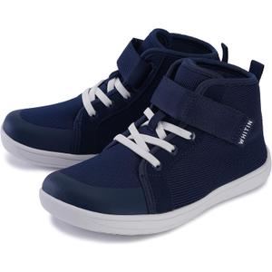 WHITIN Kids/Toddler Wide Barefoot Shoes | Girls/Boys Classic High Top Sneakers | Wide Foot Freedom | Natural Growth (W8k21 | Blue) Size 32 (EU)