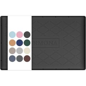 URMONA 19" x 12" Waterproof Silicone Mat in Multiple Sizes & Colors, Under Sink Mat for Kitchen & Bathroom, Pet Food Pad for Dogs & Cats, Kitchen Cabinet Liner, Multi-Purpose for Storage(Black)