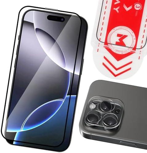 MONASAY Glass Screen Protector[1 Pack] Fit for iPhone 16 Pro 6.3 inch[1-Pack Camera Lens Protector][Easy Installation] HD Glossy Tempered Screen Film with Frame Full Coverage Case Friendly, Set Of 4