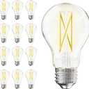 TJOY 12 Pack A19 Vintage LED Edison Bulbs, Dimmable, 60W Equivalent, High Brightness 5000K Daylight, Ultra-Bright, 7W E26 Standard Base, 800 Lumens, CRI80+, Clear Glass Filament Bulb for Home