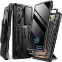 TONGATE for Samsung Galaxy S24 Ultra Case, [with Privacy Screen Protector & Slide Camera Cover] [2 Front Frames] Full-Body Heavy Duty S24 Ultra Case with Stand & Belt Clip Holster, Black Privacy 6.8"