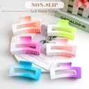 Sppry Medium Rectangle Matte Claw Clips for Women Thin Hair, Gradient Color, Set of 3 (Light Pink, Purple & Green)
