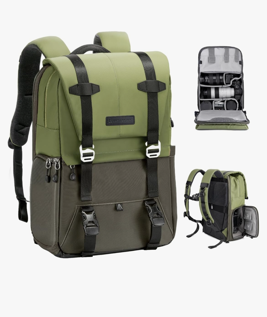 K&F Concept Camera Backpack, Camera Bags for Photographers Large Capacity Camera Case with Raincover,15-15.6 Inch Laptop Compartment Compatible for Canon/Nikon/Sony/DJI Mavic Drone(Backpack 20L)