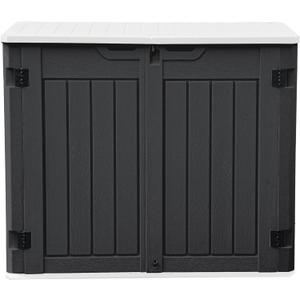 DWVO Outdoor Weather-Resistant Horizontal Storage Shed, 35 Cu Ft Capacity, Lockable and Waterproof, Suitable for Storing Garden Tools, Dark Gray (Medium-35 cuft)