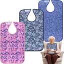 Adult Bibs - 3 Pcs Washable Clothing Protector with Crumb Catcher, Reusable Waterproof Large Feeding Adult BibButterfly